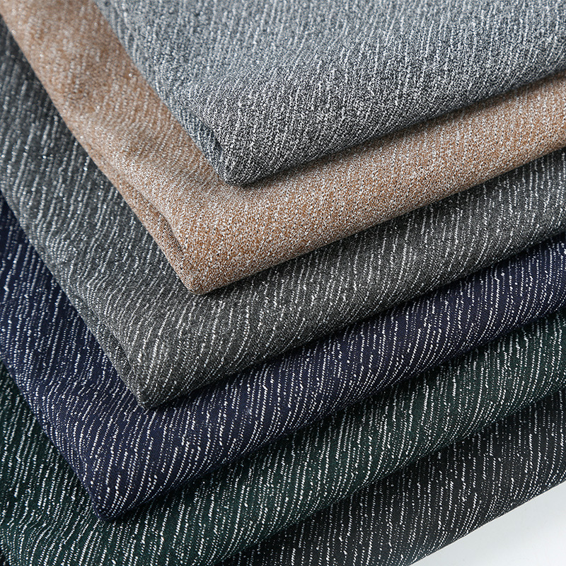 带银丝针织条子提花面料TR弹力欧美外套连衣裙时装提花面料