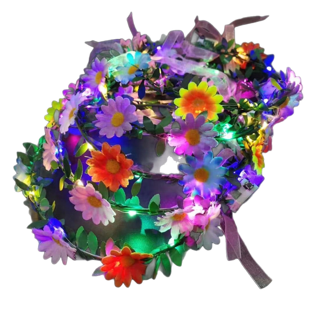 Luminous garlands, seven-color flashing garlands, sunflower headwear, new children's toys, wholesale from night market stalls Item Picture