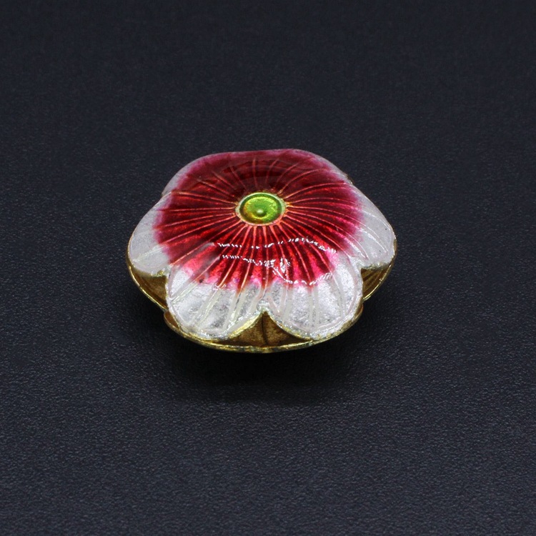 Traditional high-temperature enamel mechanism silver-blue ancient-style jewelry accessory, back cloud partition bead cloisonne 19mm large six-petal flower