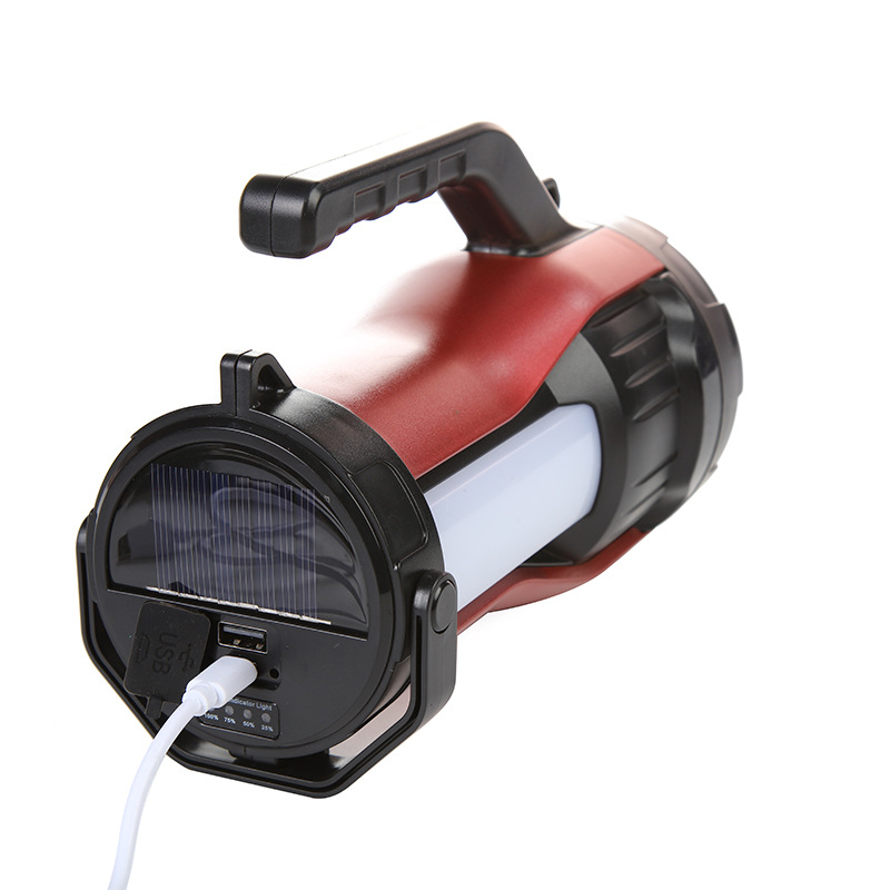 Outdoor multi-functional portable flashlight, emergency night fishing, solar usb rechargeable flashlight, searchlight, super bright details Picture