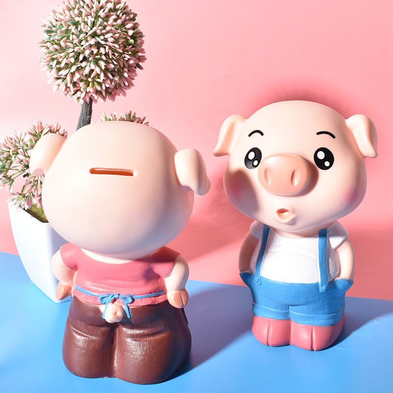 可爱猪形马克存钱罐儿童木质铁四件套储钱罐2025