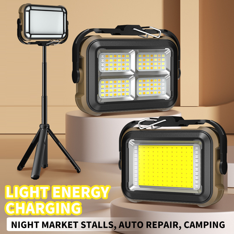 Cross-border new solar outdoor camping lighting tent lamp, rechargeable LED multi-functional magnetic work light details Picture