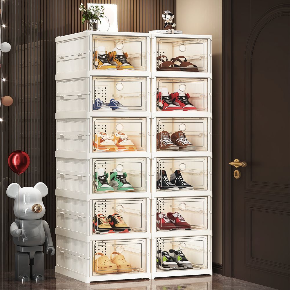Household shoe cabinet, no installation required, folding shoe rack, small rental house, dust-proof shoe box, shoe storage cabinet at the entrance hall