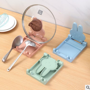 Zhishuo Creative Rabbit Pot Lid, cutting board rack, kitchen countertop, transparent spatula, chopsticks and spoons, draining rack, cutting board for storage