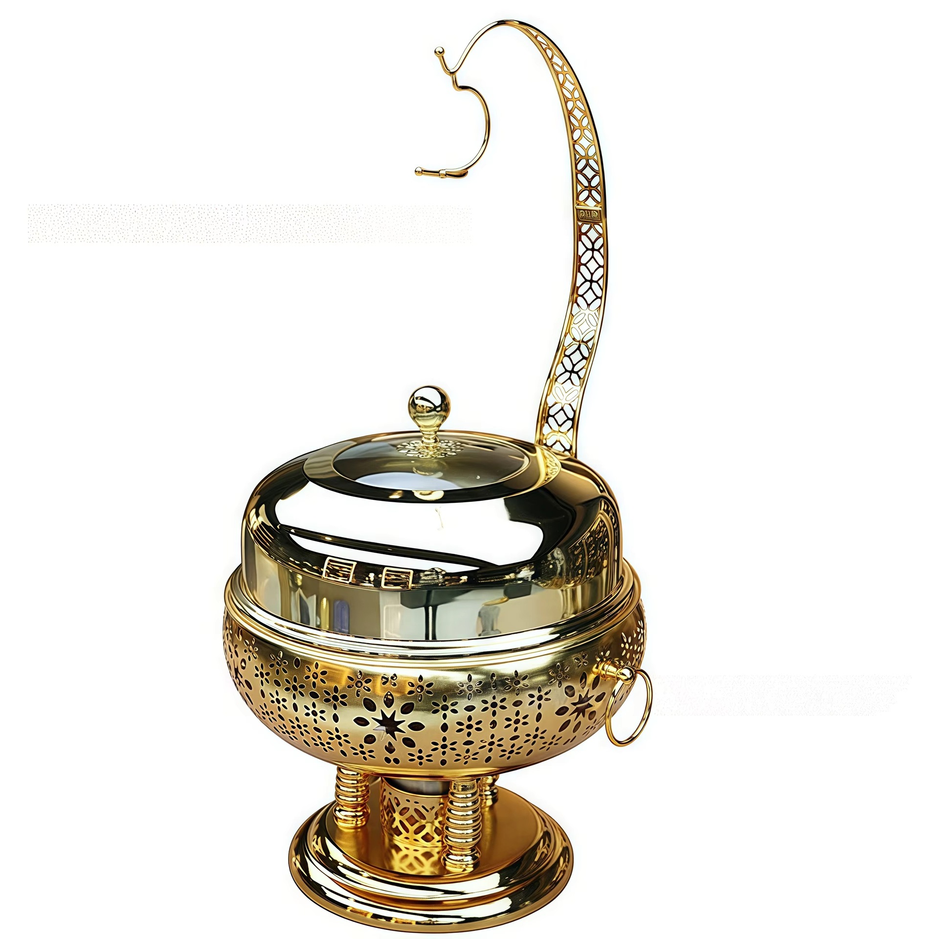Cross-border supply stainless steel golden round buffet stove, insulated stove, restaurant food heater, alcohol stove Item Picture