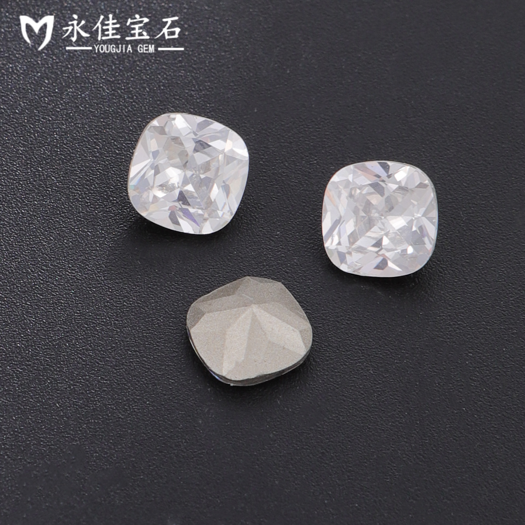 永佳宝石镀底锆石美甲钻饰爆闪白色肥方冰糖尖底异形饰品配件锆石产品图