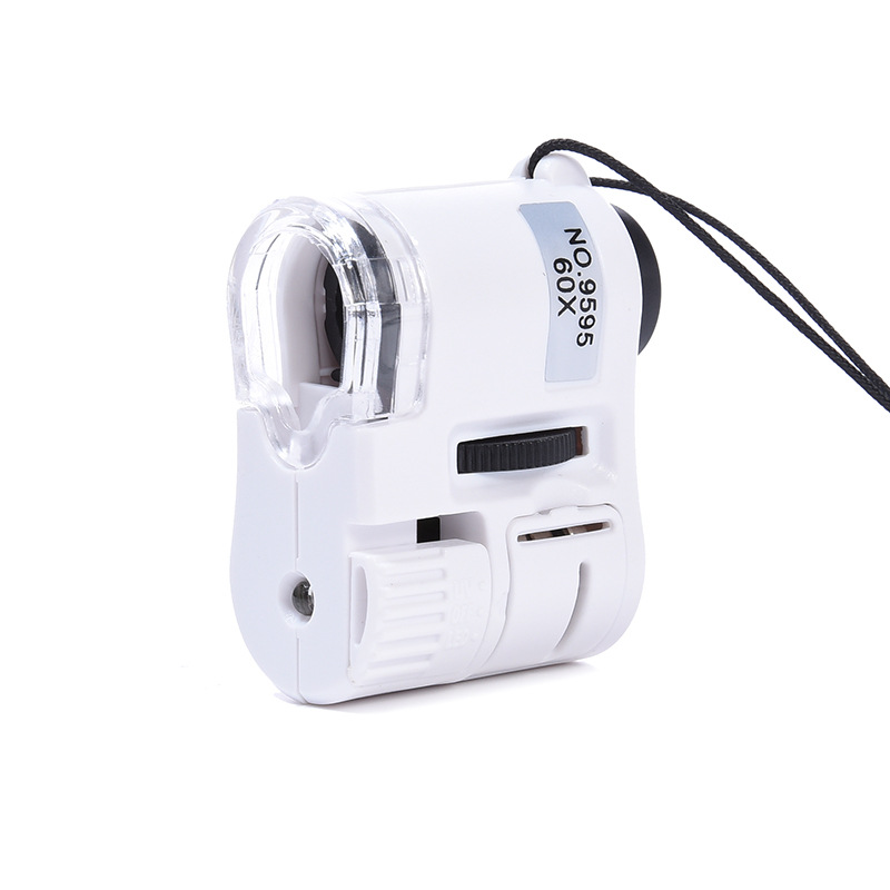 9595 White microscope for antique, jade and jewelry identification and testing, 60x magnifying glass with LED light source for banknote inspection Specification image
