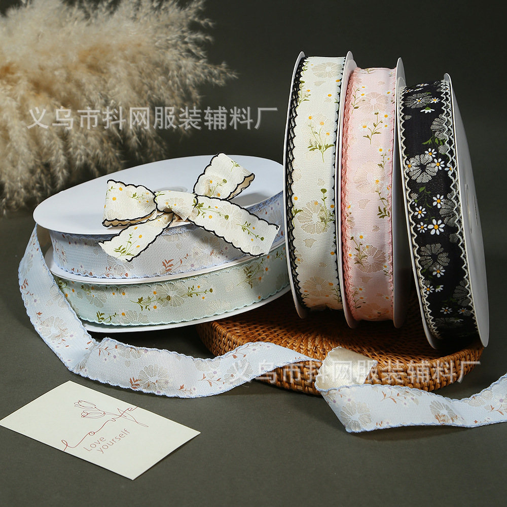 2.6CM-4CM colorful small floral embroidered jacquard webbing diy double-ear hair accessory tablecloth decoration accessory details Picture