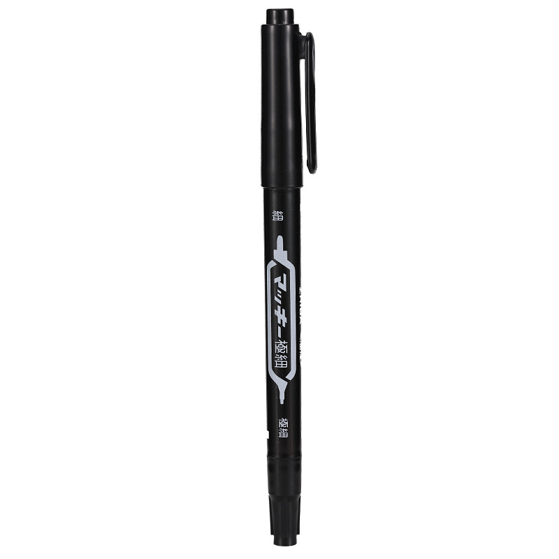 Oil-based small double-headed 120 black marker pen, quick-drying and not easy to erase, double-headed extremely fine children's drawing, scribbling and outlining pen Item Picture
