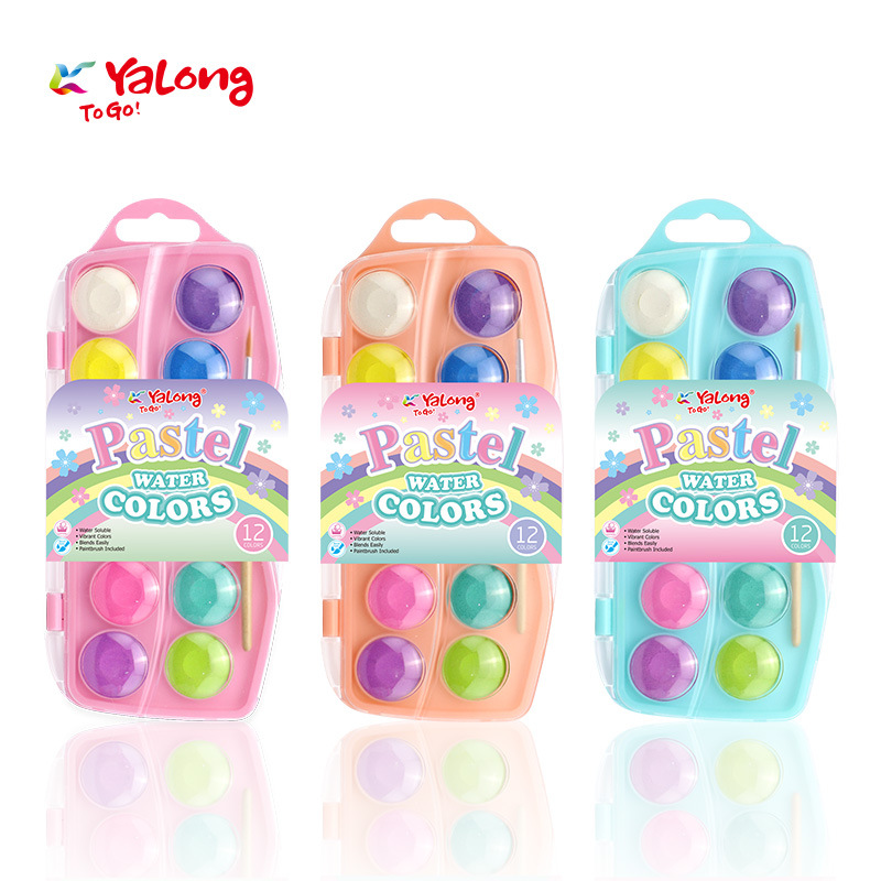Yalong wholesale non-toxic macaron 12-color children's painting fast-drying water-soluble gouache paint Yalong wholesale non-toxic macaron 12-color children's painting fast-drying water-soluble gouache paint