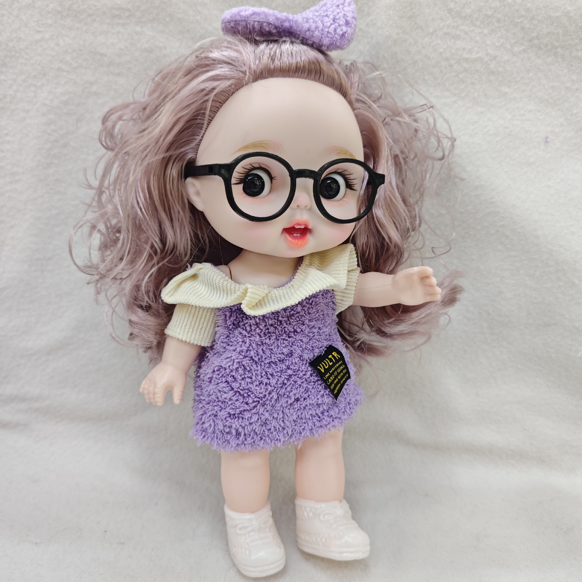 【工厂直销】28cm萌娃大眼换装奶萌娃娃塑胶关节可动可爱眼镜娃娃女孩生日礼物