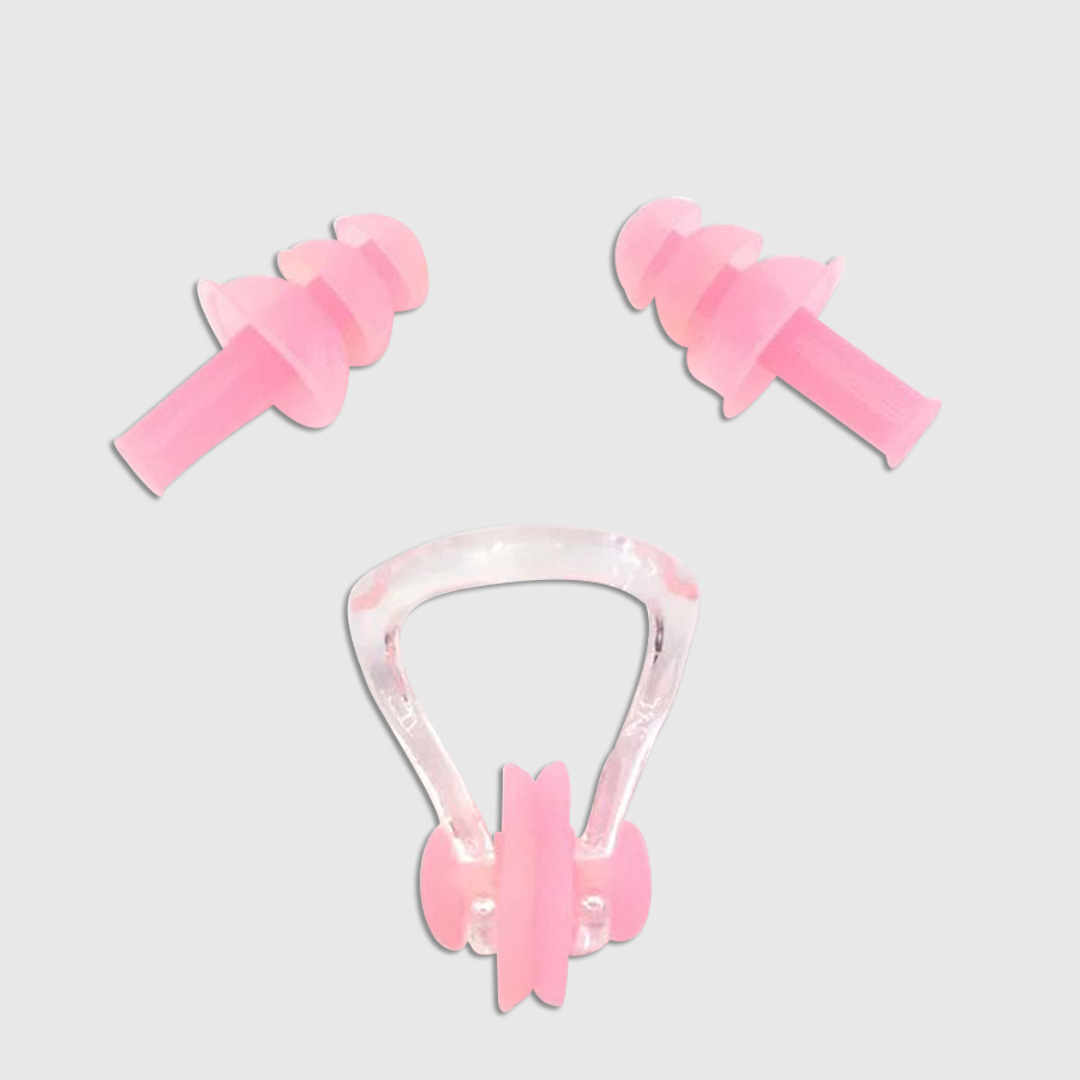 硅胶耳塞盒装鼻夹耳塞泳具套装游泳装备用品儿童成人防水耳塞鼻夹白底实物图