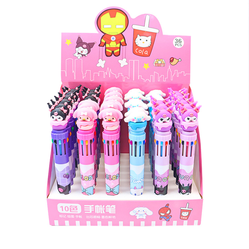 Cute Sanrio Astronaut ten-color ballpoint pen Cartoon multi-color press-type student high appearance level stationery gel pen Item Picture