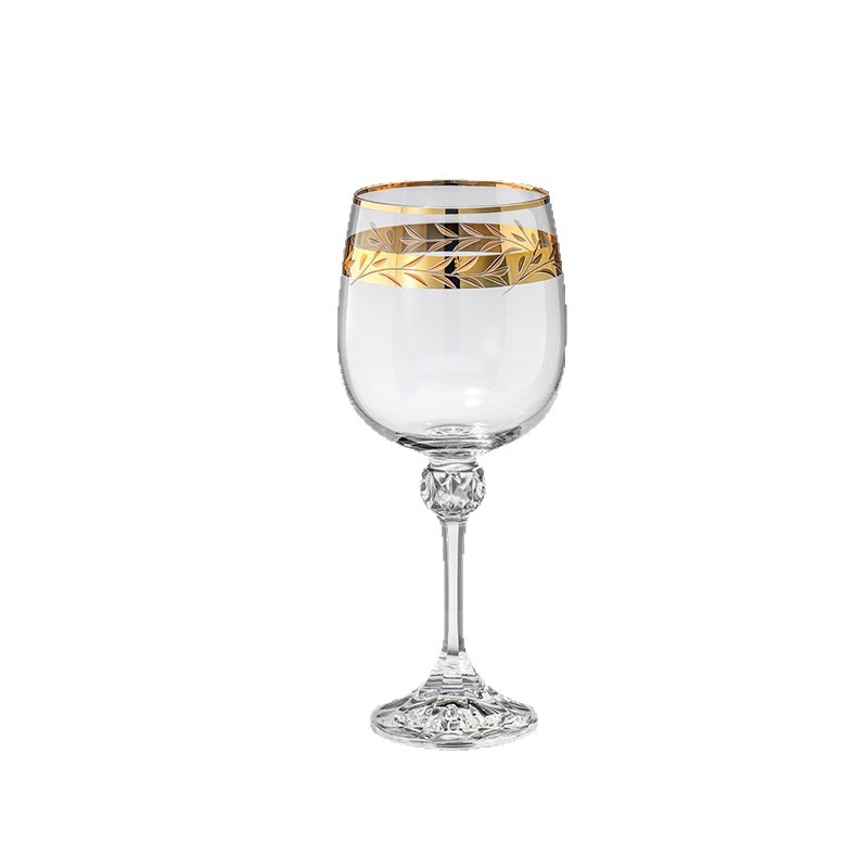 Czech imported lead-free crystal glass with gold-rimmed and silver-edged home wine glasses and highball glasses for red wine, light luxury and retro Item Picture