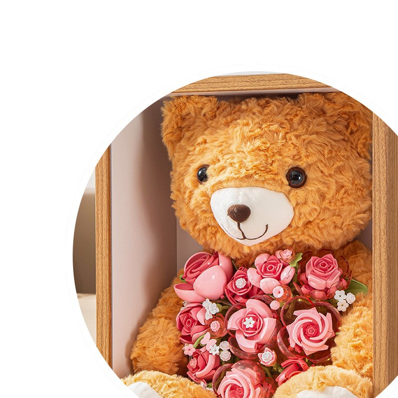 Wild Imagination Building Blocks Bear, Flower Bouquet, Light Gift Box, Gift Assembly Toy Item Picture