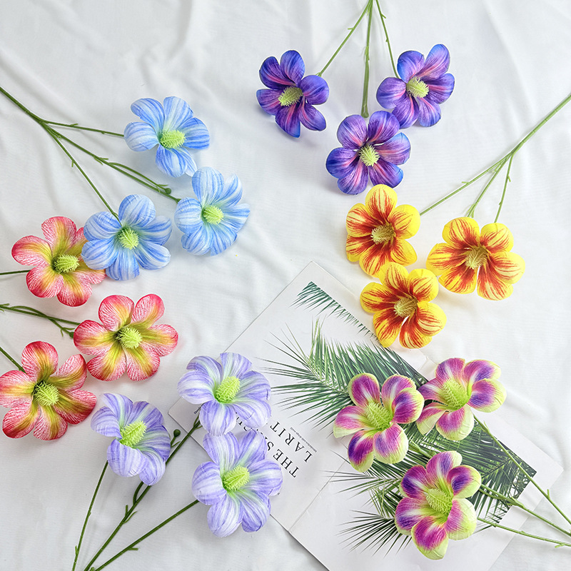 仿真花DIY发饰配件/假花/5朵塑膠花/仿真花/假花批发产品图