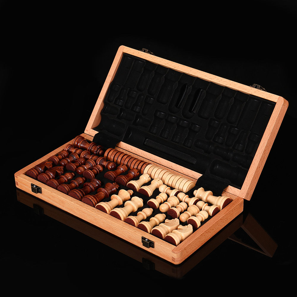 Non-magnetic two-in-one chess checkers wooden board game toys with double back, professional grade board game toys manufacturer for export