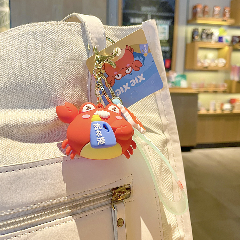 Factory direct supply of genuine cartoon crab family PVC keychains, advertising gifts, epoxy resin backpacks, mobile phone pendants Application Scenario