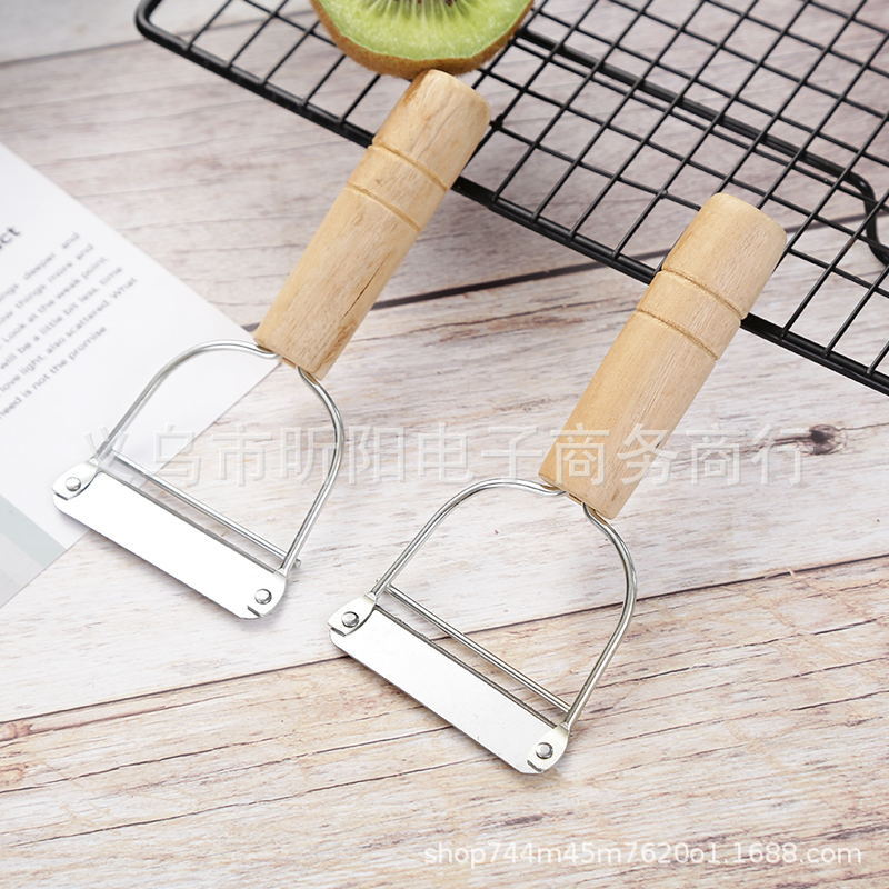 Wooden handle peeler, stainless steel knife, fruit peeler, potato and apple peeler, peeling knife, household old-fashioned peeler details Picture