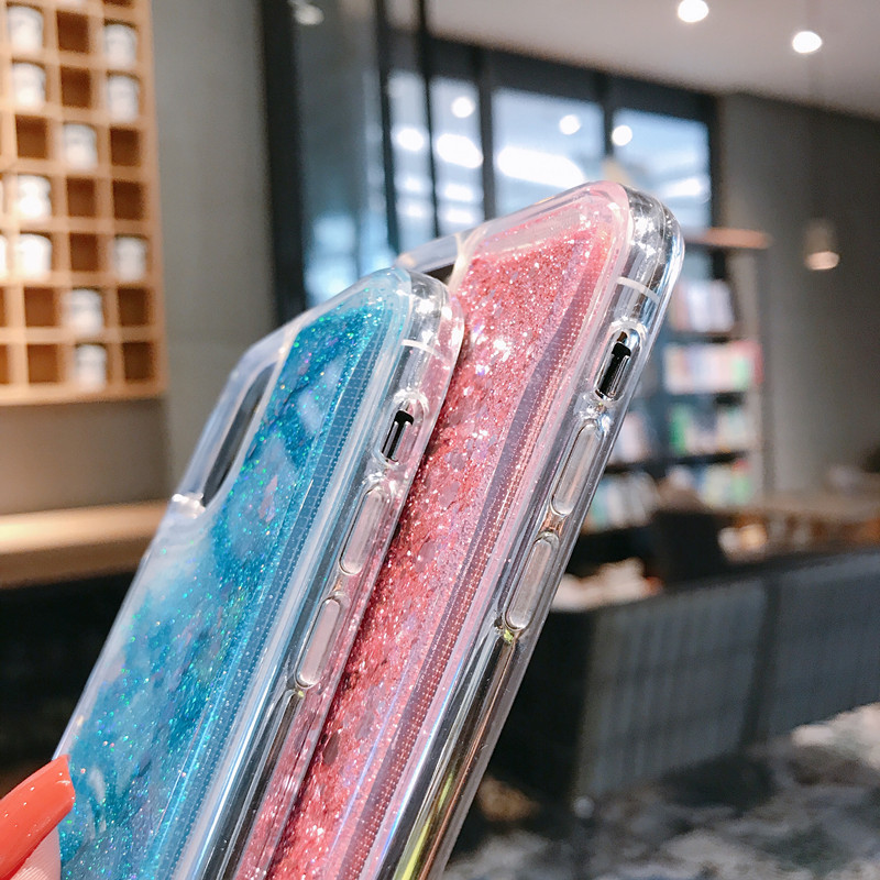 Solid color heart-shaped sand phone case for iPhone16, liquid 15/14 slider soft case for iPhone 17pro max Application Scenario