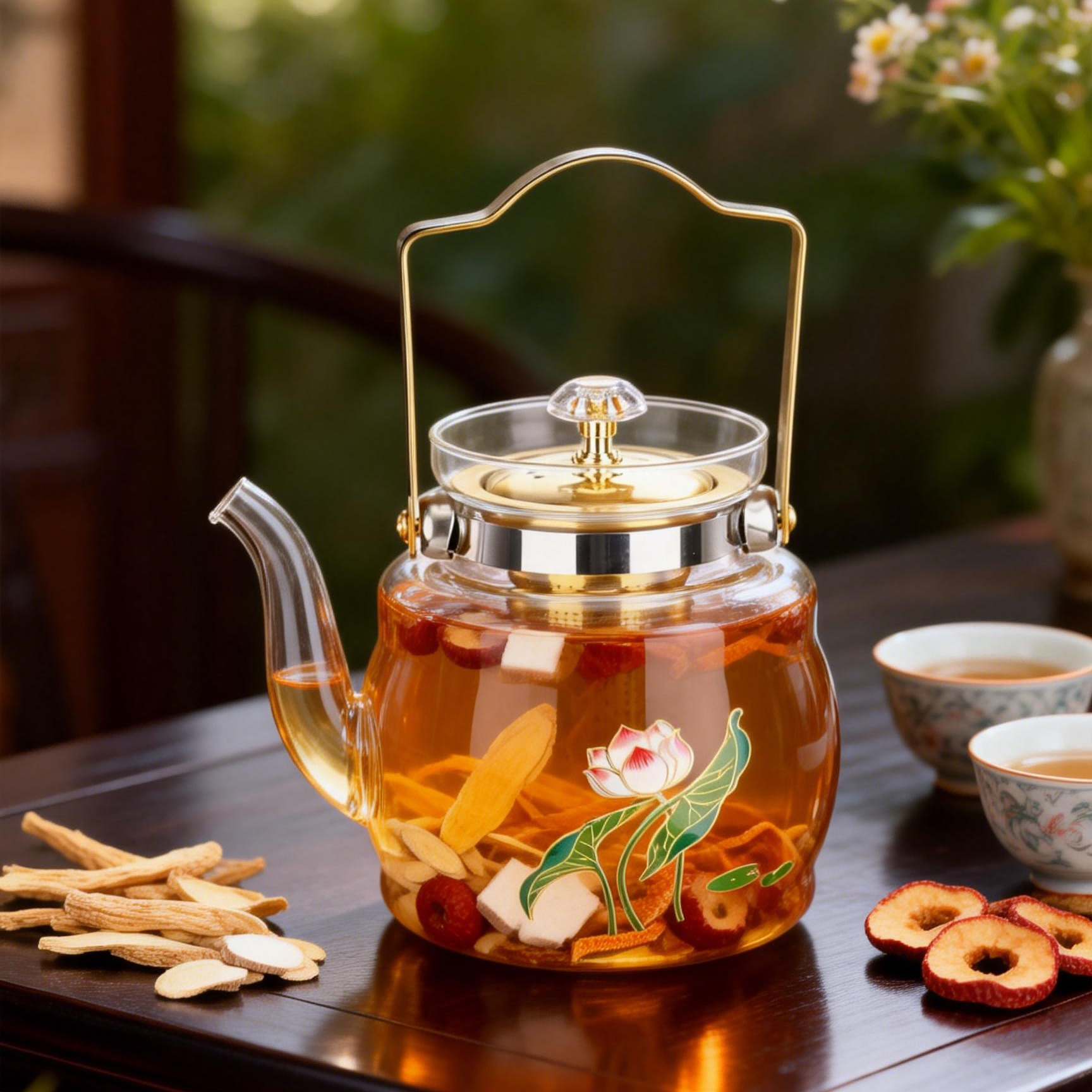 玻璃泡茶壶/煮茶/烧茶壶/玻璃煮茶器/竹编热水壶细节图