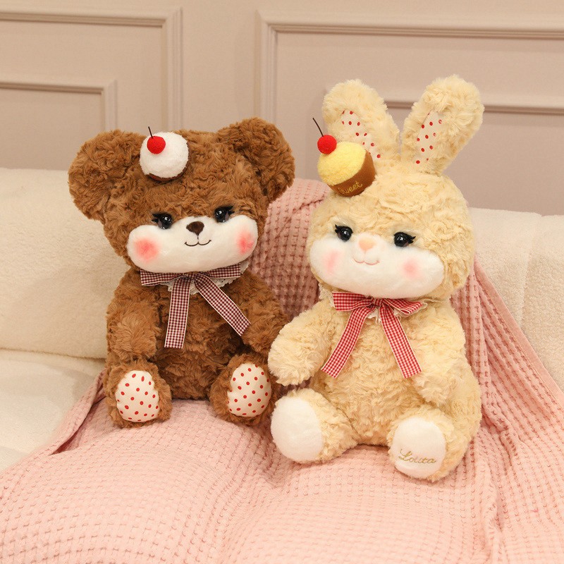 Lolita cake, bear rabbit, blush, cherry doll, cake figurine, birthday gift, decorative items, bow wholesale details Picture