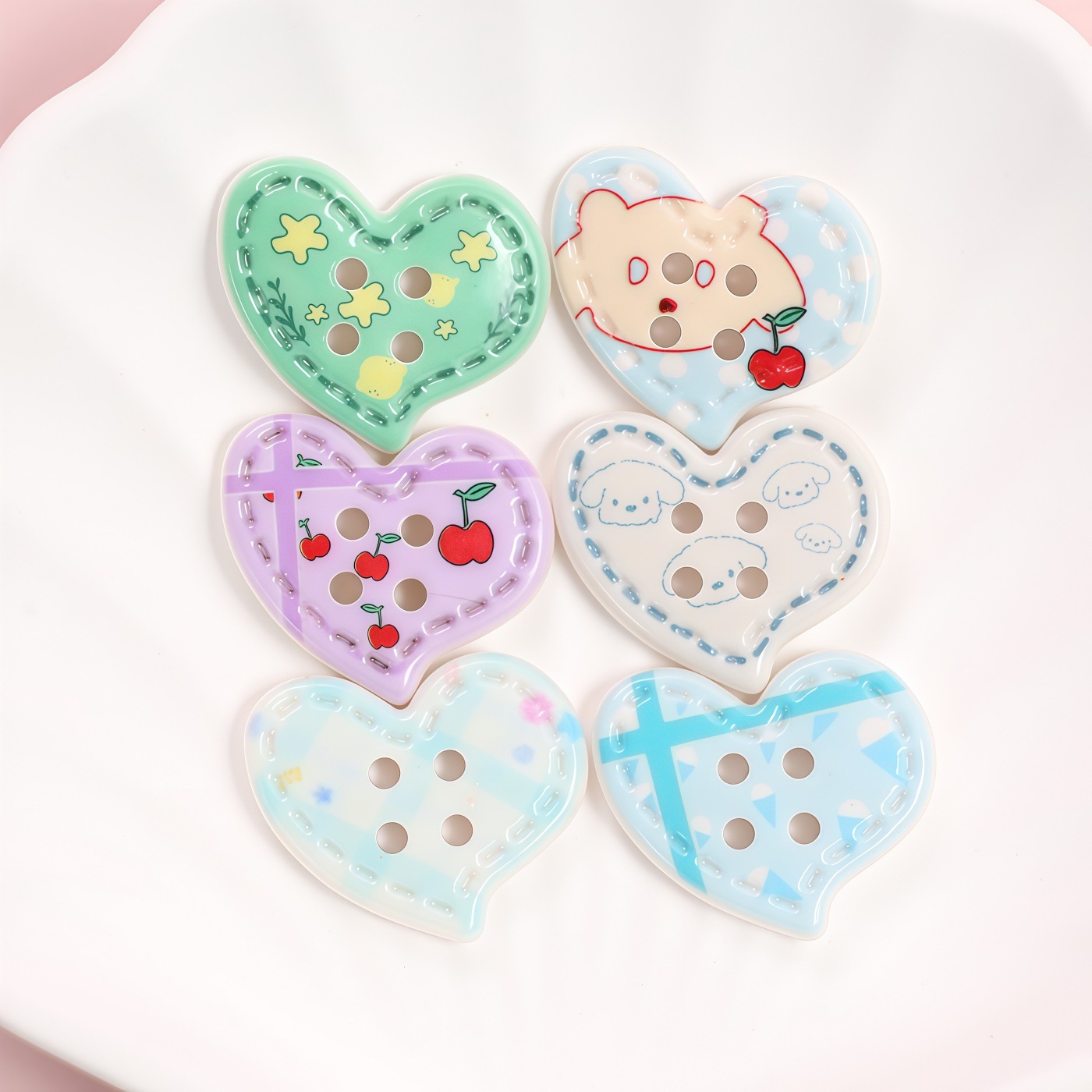 Broche bordado acrílico corazón botones decoraciones holes zapatos bolsos ropa diy decoraciones accesorios al por mayor details Picture