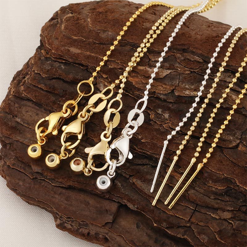 Honglu Universal Chain, glitter chain, spherical diy accessories, pendant, collarbone chain, copper plated 18K gold color retention electroplating wholesale Specification image
