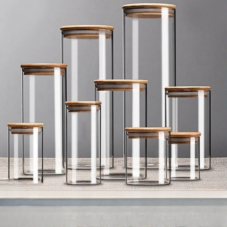 高硼硅玻璃简约多规格密封收纳罐厨房收纳杂粮罐高颜值家用储物罐