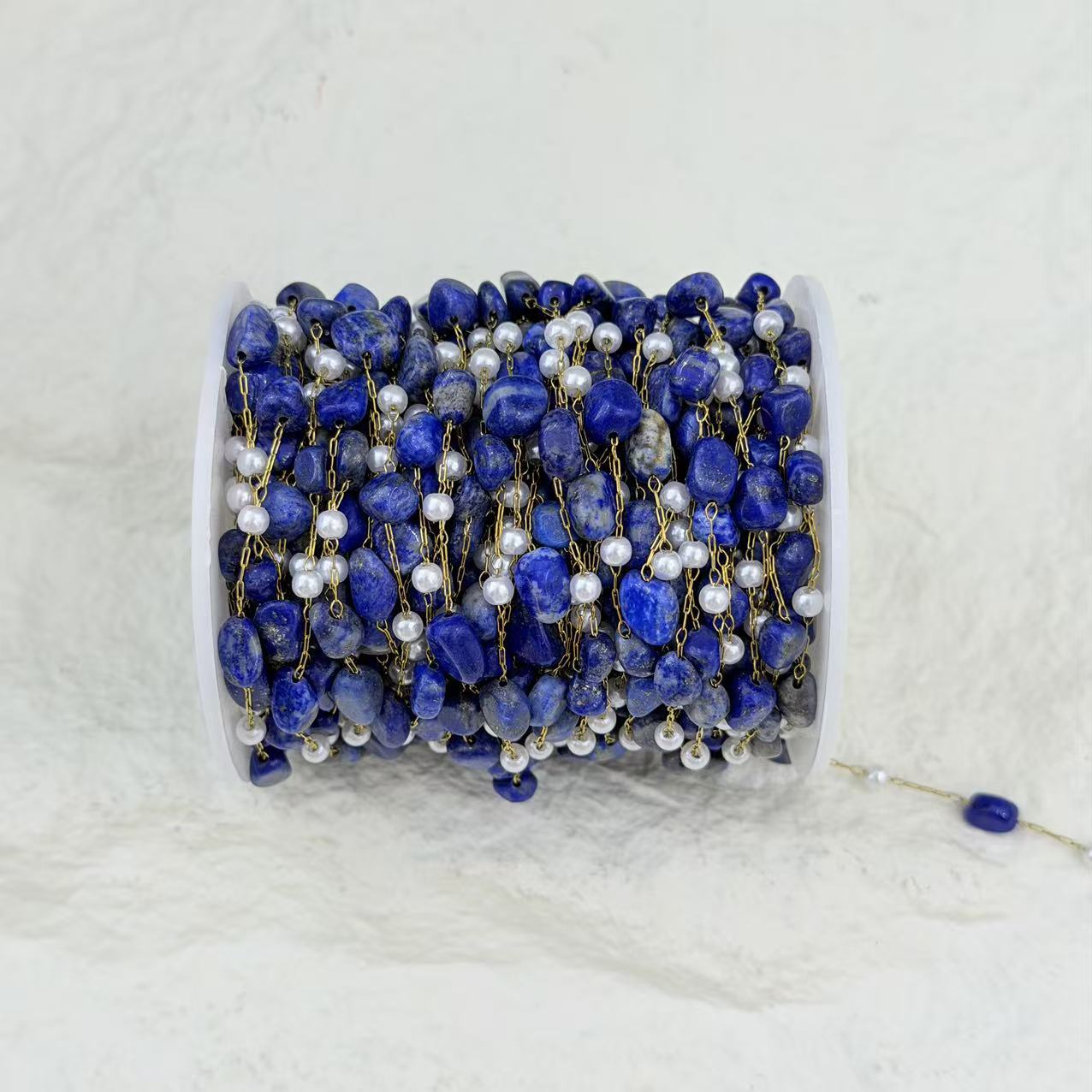 Crossover nuevo lapislázuli con forma cadena de perlas cadena semiacabada collar pulsera hecho a mano accesorios venta al por mayor details Picture