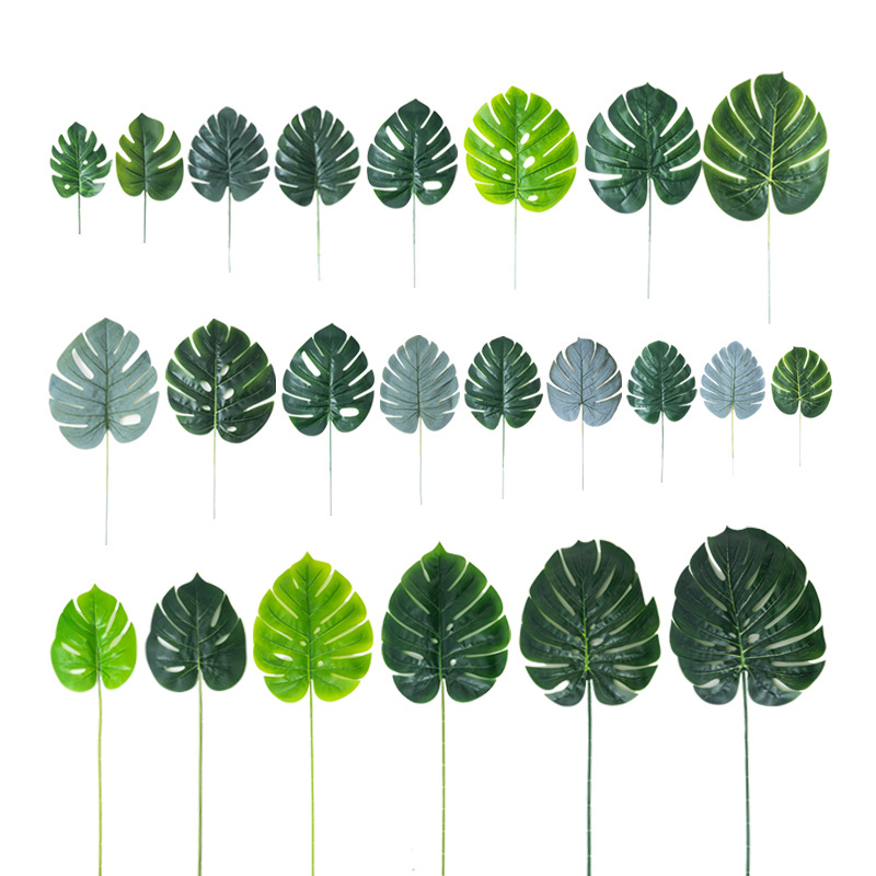 仿真植物配件绿色植物叶子龟背竹叶花泥仿真花环高仿真装饰花藤花泥仿真花环仿真道具拍照鲜花高仿真装饰花藤