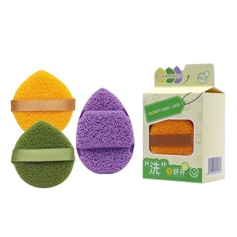 尔木手套洗脸扑水滴洁面扑擦脸卸妆去泥膜清洁神器洗脸海绵粉扑萄白底实物图