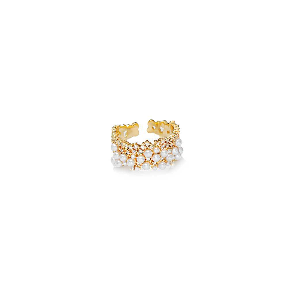 Hyacinth moda full circonitas perlas francés premium sentido anillo abierto mujer influencers explosivo estilo ligero extravagancia strass multiplos anillos Item Picture