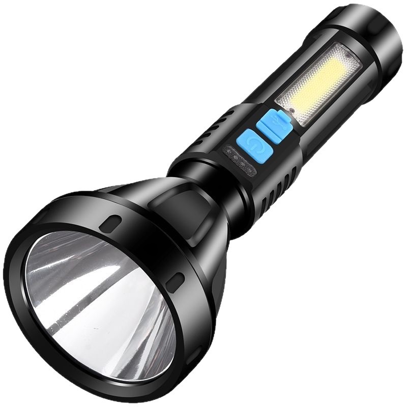 跨境手电筒可充电户外家用超亮led强光侧灯多功能应急工作灯定制白底实物图