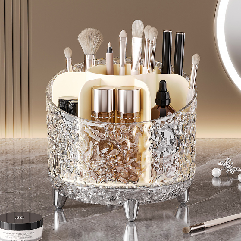 Cosmetics storage box, rotating dust-proof makeup brush storage cylinder, dressing table, desktop pen bucket, lipstick and eyeshadow shelf