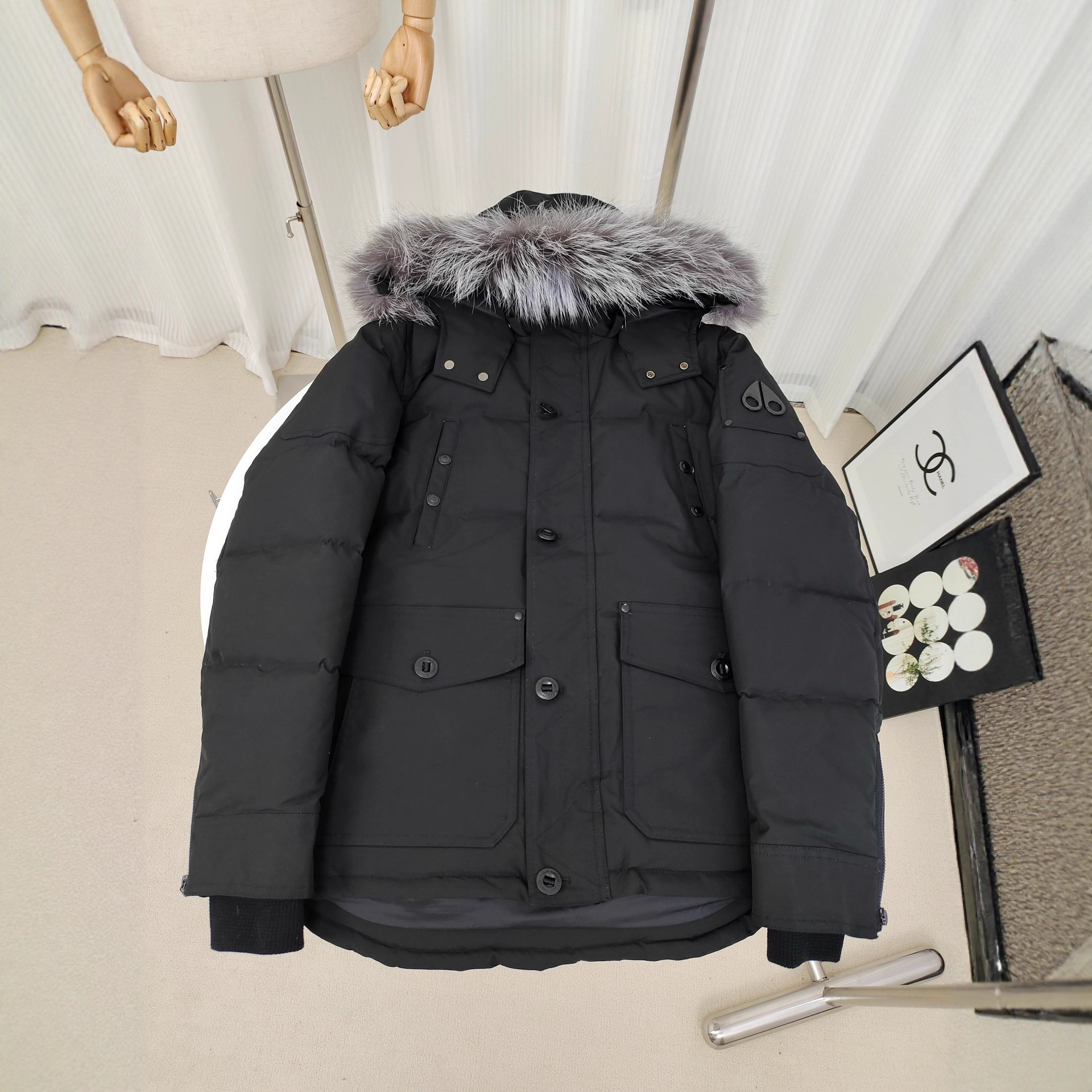 Men's short, thickened jacket with a fur collar, pike down jacket, Style 07 details Picture