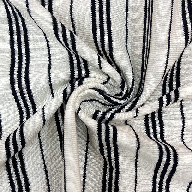 天丝1*1棉罗纹 220g天丝棉条纹罗纹布 时尚条纹T恤打底衫面料
