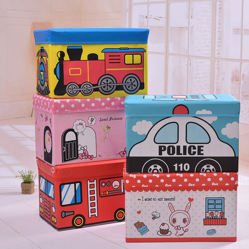 Cross-border best-selling cartoon storage stools, folding storage stools, household daily necessities, large storage boxes, wholesale from manufacturers details Picture