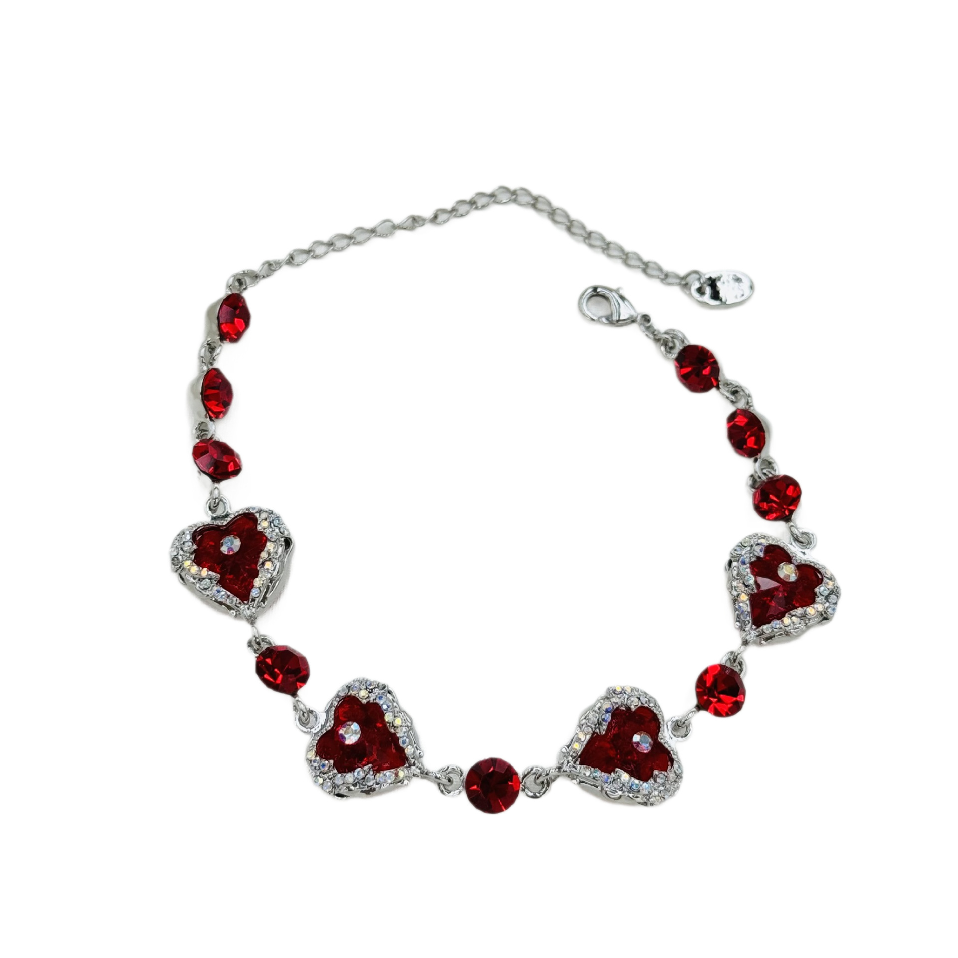 Austrian crystal heart-shaped bracelet, silver-plated and inlaid, fashionable women's light luxury accessory, available in multiple colors Item Picture