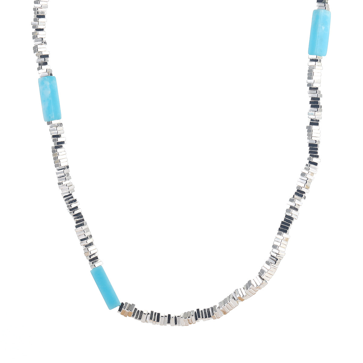 Summer fresh and delicate silver necklace, summer niche and versatile high-end collarbone chain, simple and individual beaded wholesale Item Picture