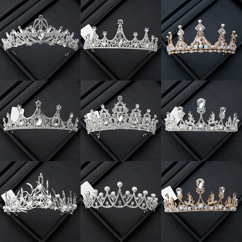 Crown headwear, bride's water diamond crown, wedding dress, 18th birthday coming-of-age ceremony, princess hair accessory, children Specification drawing