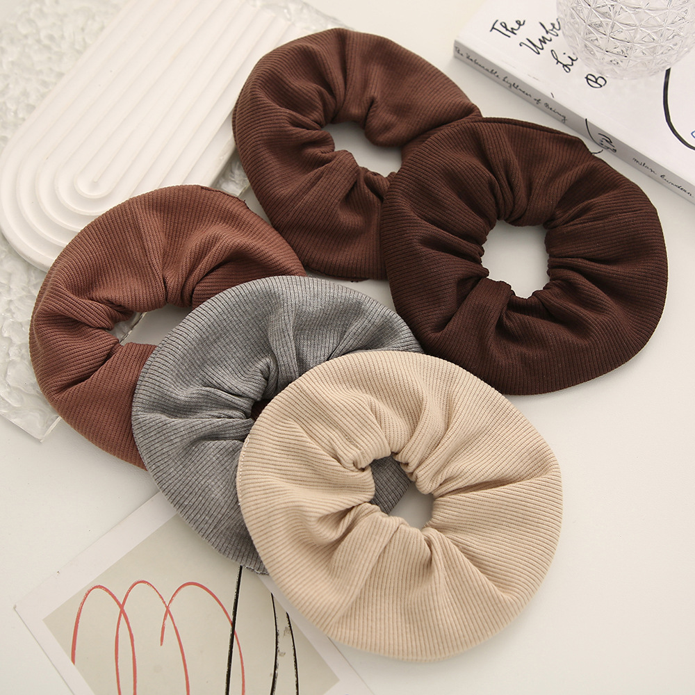 Autumn and winter fabric large intestine hair band, women's foreign trade high-elasticity hair tie, fashionable and versatile, back head bun hair accessory