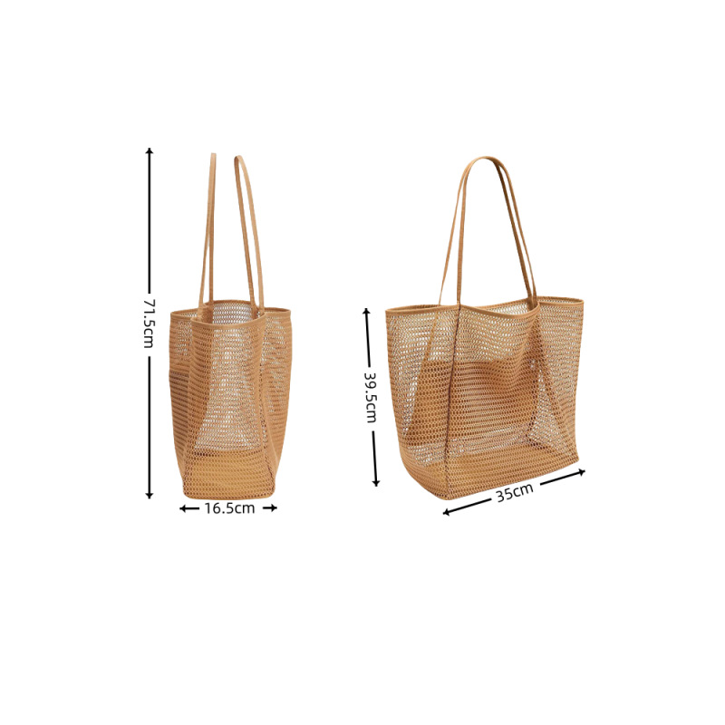 Cross-border grid perforated bag, printed large-capacity portable travel beach bag for men and women, single-shoulder bag, handbag, storage bag, casual handbag, simple grid bag, beach bag details Picture