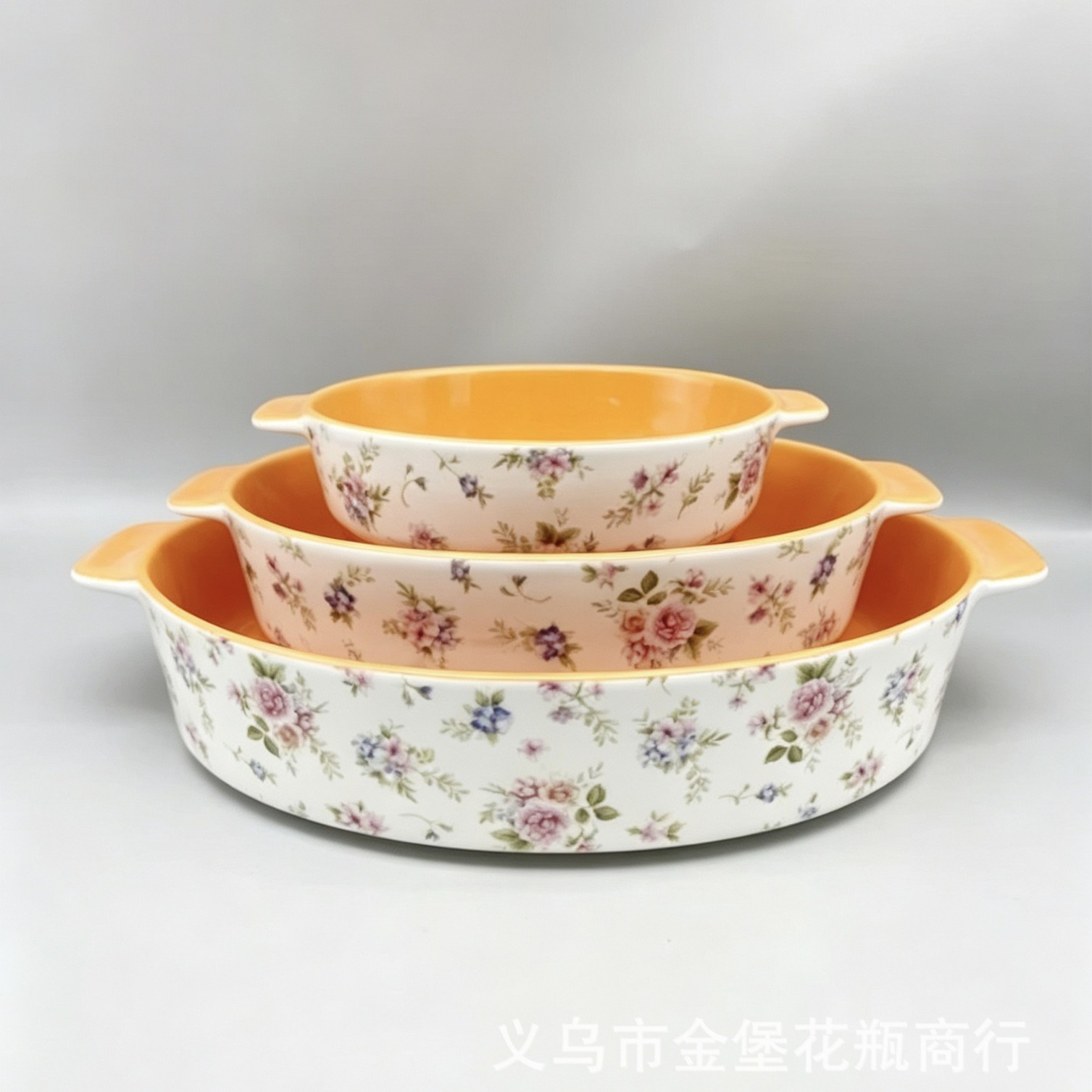 Ins-style colored glazed floral ceramic baking tray set, cheese baking tray, fruit salad bowl, e-commerce one-stop service