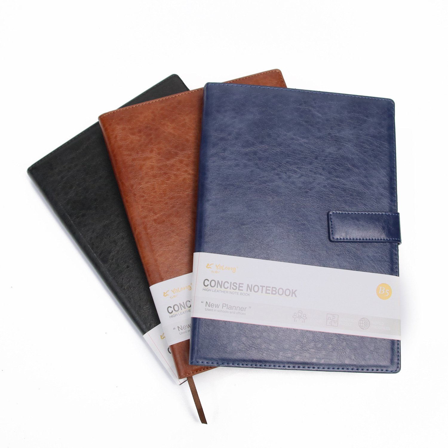 Yalong Cross-border Classic Hardcover Office Supplies B5 Black Leather hardcover high-quality student notebook details Picture