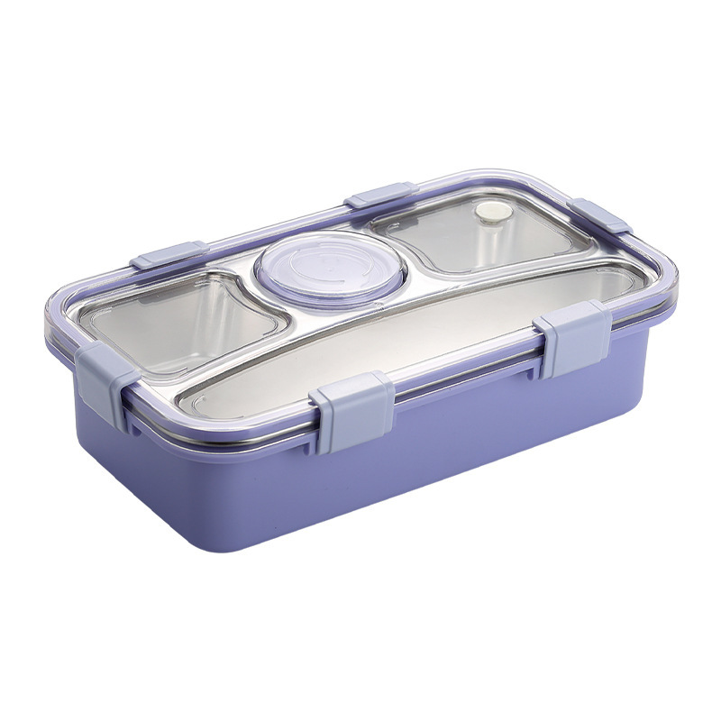Wholesale of simple and light food 304 stainless steel lunch boxes with four compartments, small bowl sealing, portable card deduction compartments Item Picture