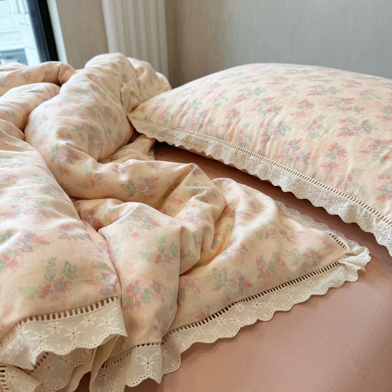 双层纱YU~A类母婴级双层纱布四件套法式少女心全棉宿舍