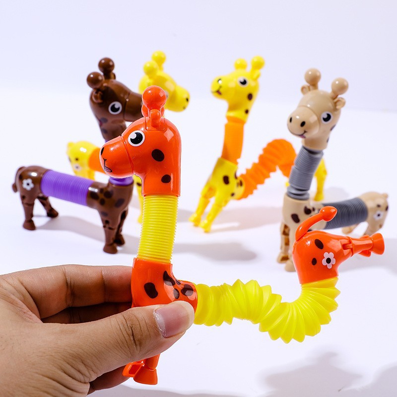 Stretching tube giraffe Versatile luminous creative cartoon telescopic suction cup parent-child interactive children's educational and stress-relieving toy details Picture