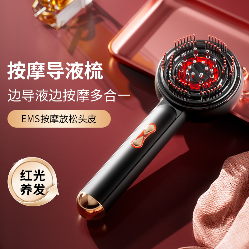 Red light electric massage comb, kneading, activating and promoting hair growth massage device, scalp medicine applicator, hair health care, fluid guiding and hair growth instrument details Picture