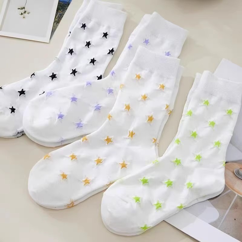Women's mid-calf socks for spring and autumn, breathable, sweat-absorbing, odor-proof, versatile, ins trendy high-top sports stockings details Picture